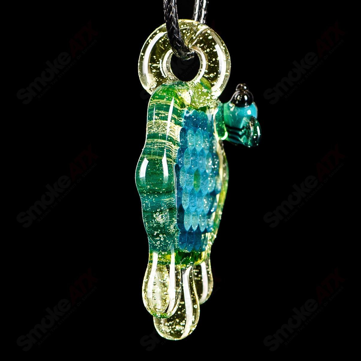 2" Honeycomb Drip Pendant (Teal/UV Green+Yellow) Joe P Glass - Smoke ATX