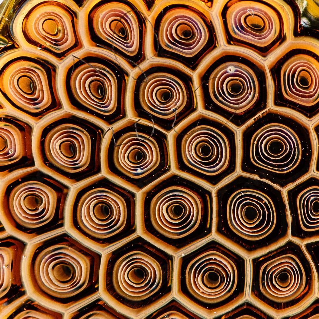 3" Large Honeycomb Drip Pendant w/ Custom Millifiori Joe P Glass - Smoke ATX