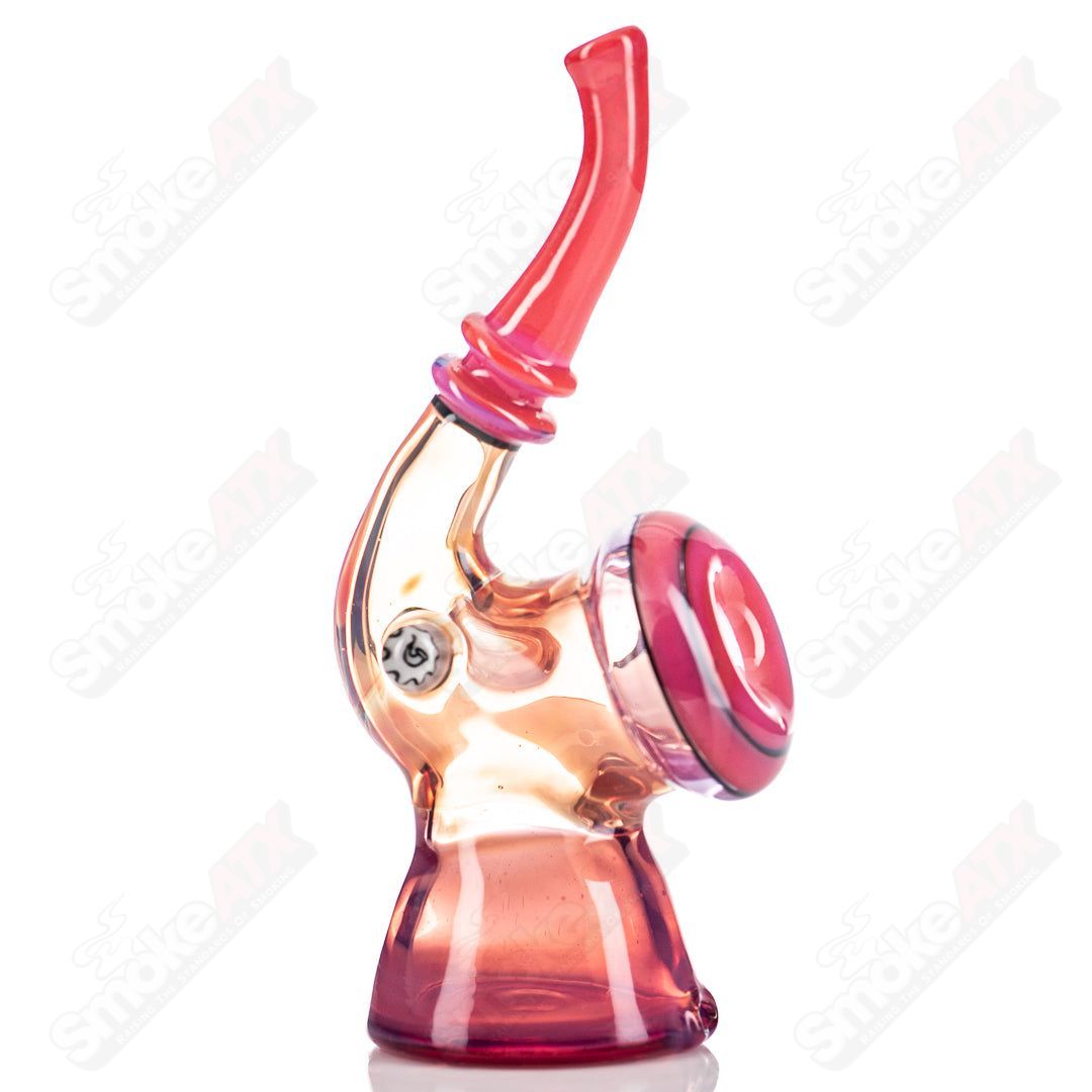 Pink Sherlock Puffco Dry Top by JMass, glass accessory for Puffco devices with detailed pink design and clear glass craftsmanship.