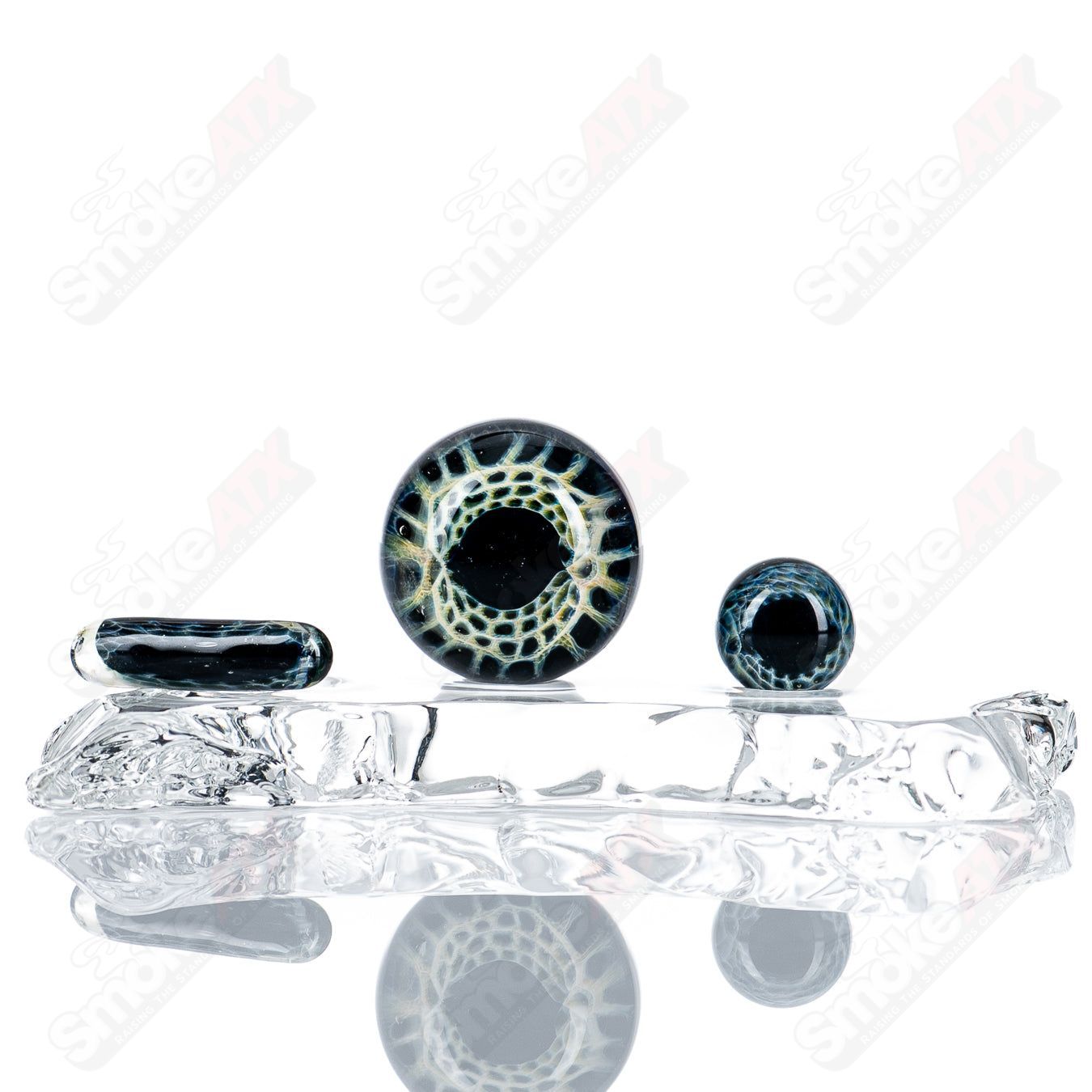 Black Magic Eye Slurper Set Indo Glass - Smoke ATX