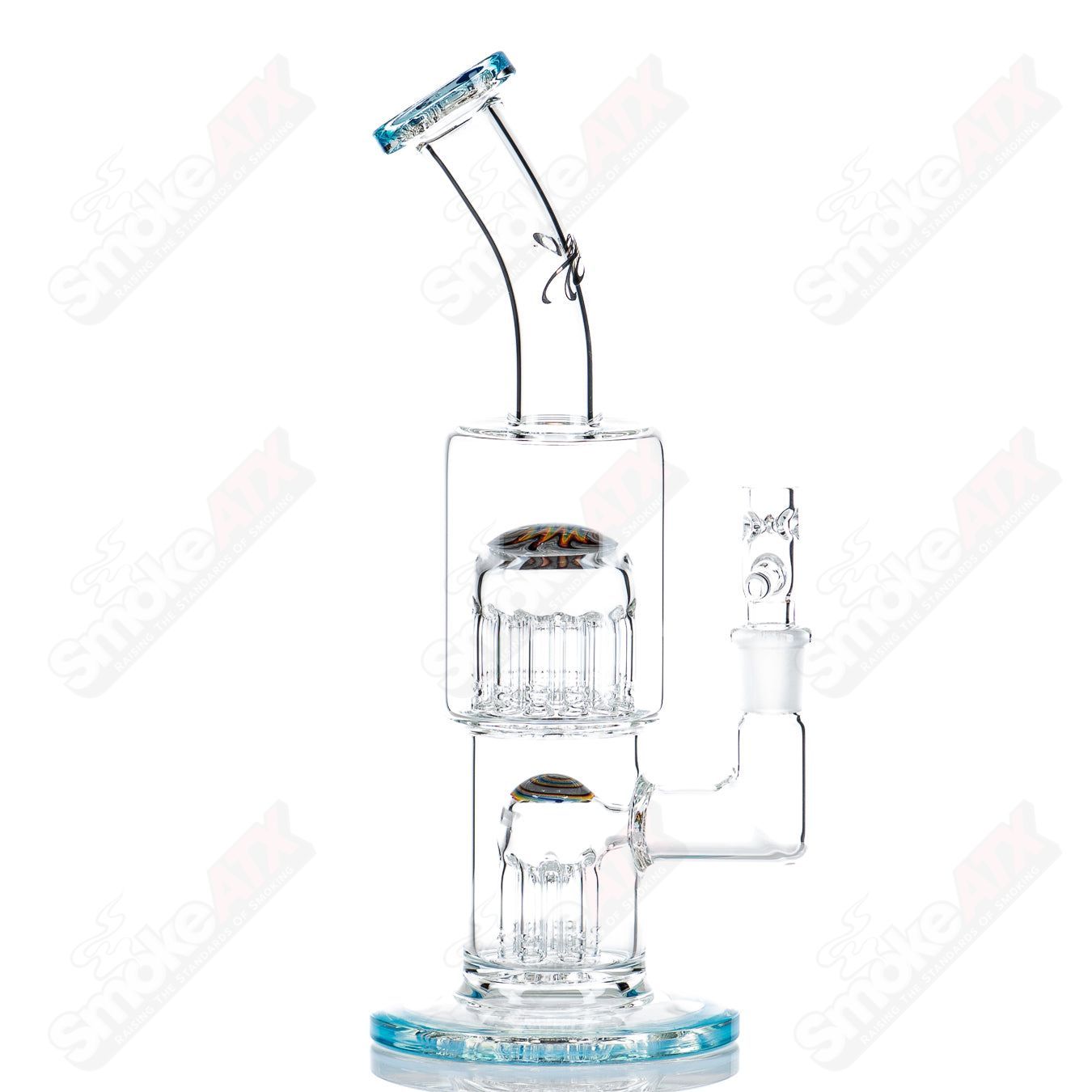 #1 Double Micro 7/13 Arm Perc with Worked Sections by Toro Glass - Smoke ATX