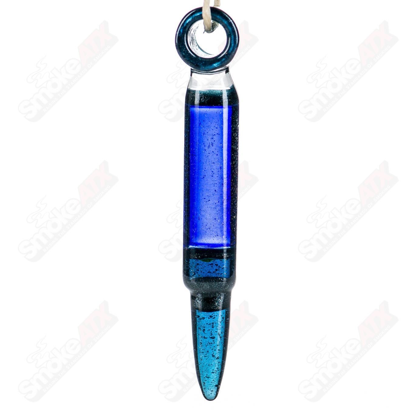 Bullet Pendant in Teal/Cobalt (Signed RMG 2015) by Robert Mickelsen Glass (RAM) - Smoke ATX