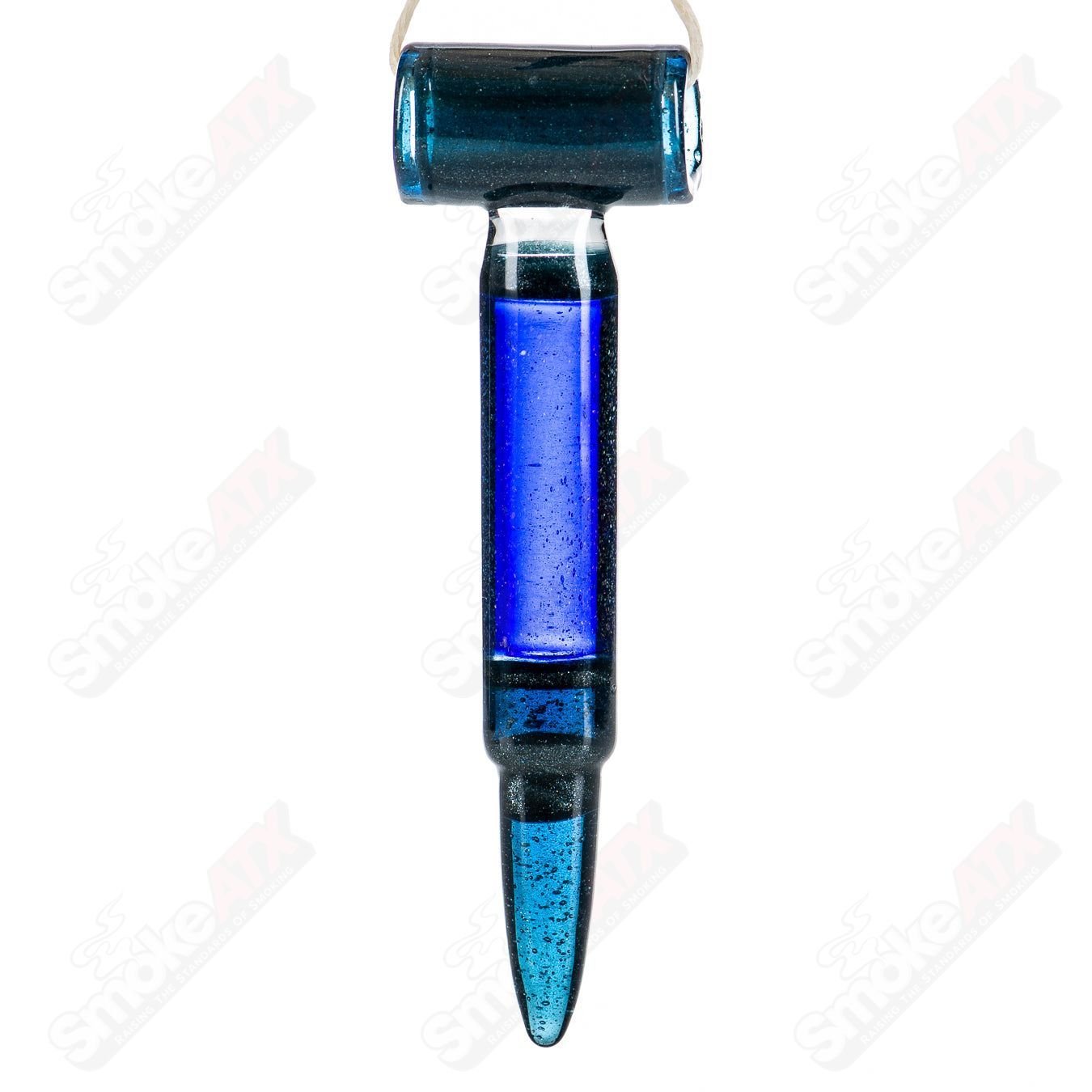 Bullet Pendant in Teal/Cobalt (Signed RMG 2015) by Robert Mickelsen Glass (RAM) - Smoke ATX