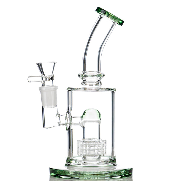 9" Green Stereo Perc Bubbler Diamond Glass - Smoke ATX