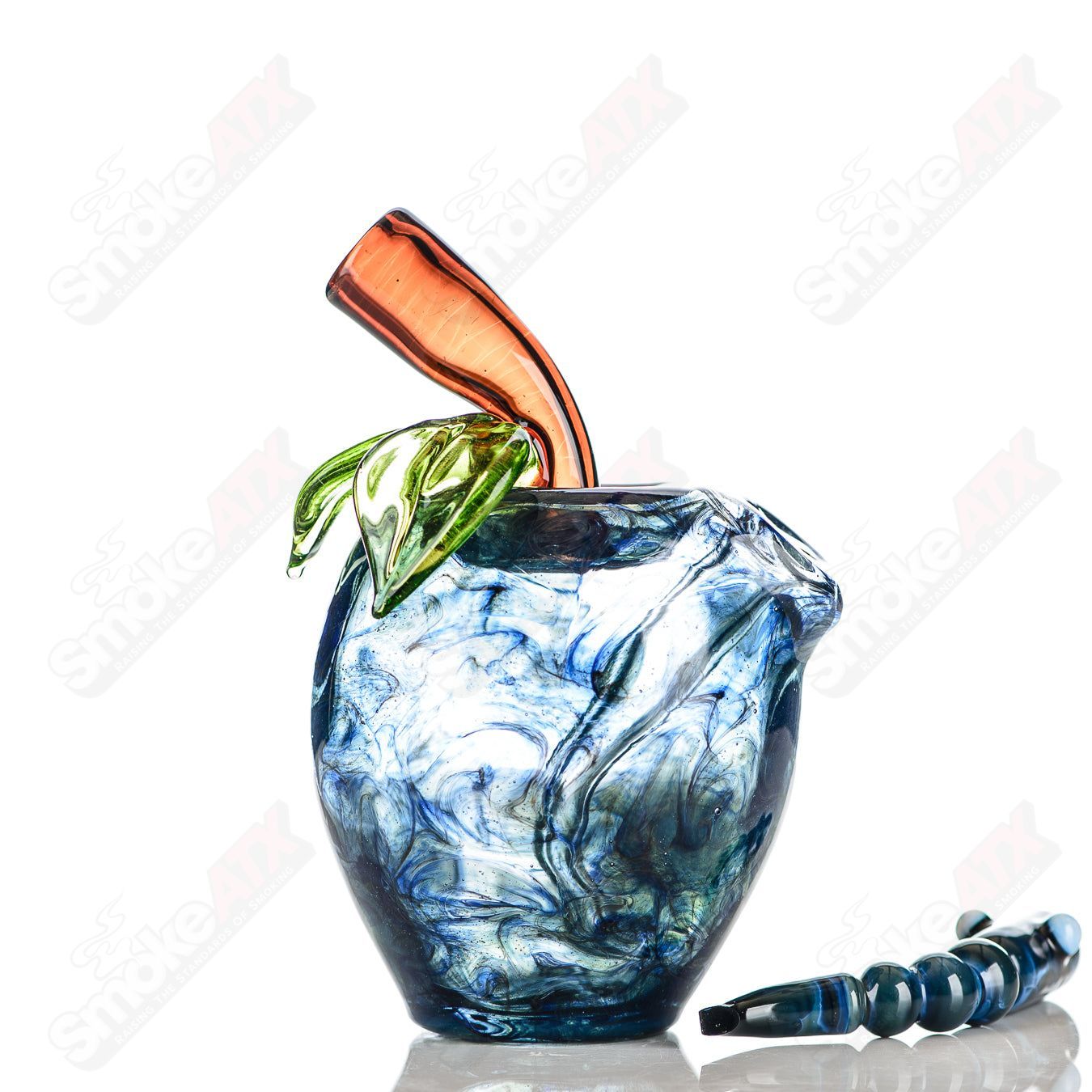 Blue Apple Rig w/ Worm Dabber Pouch Glass - Smoke ATX