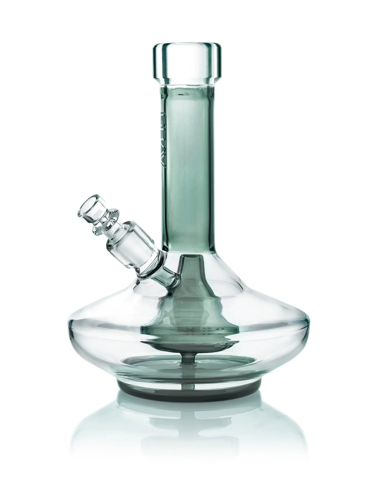 8" Clear w Smoke Accents Small Wide Base Water Pipe GRAV - Smoke ATX