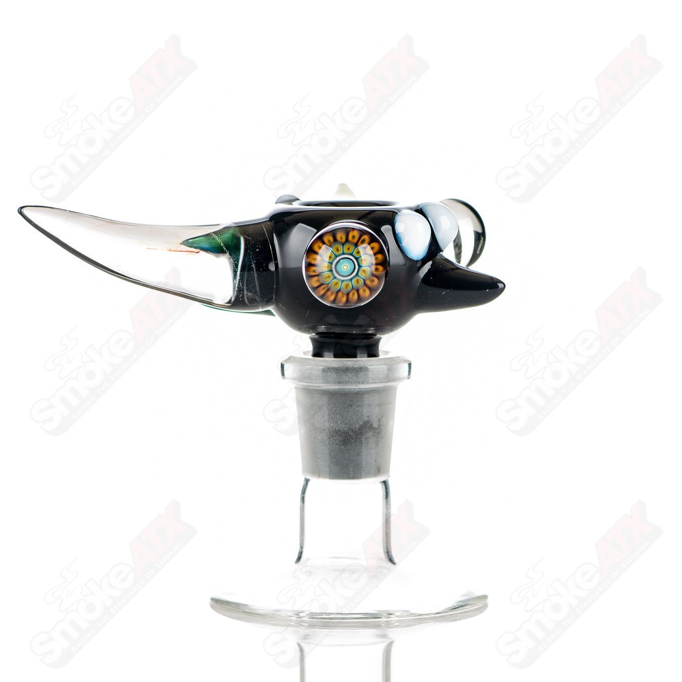 #9 14mm Full Color Worked Horn Milli Bowl JMass - Smoke ATX