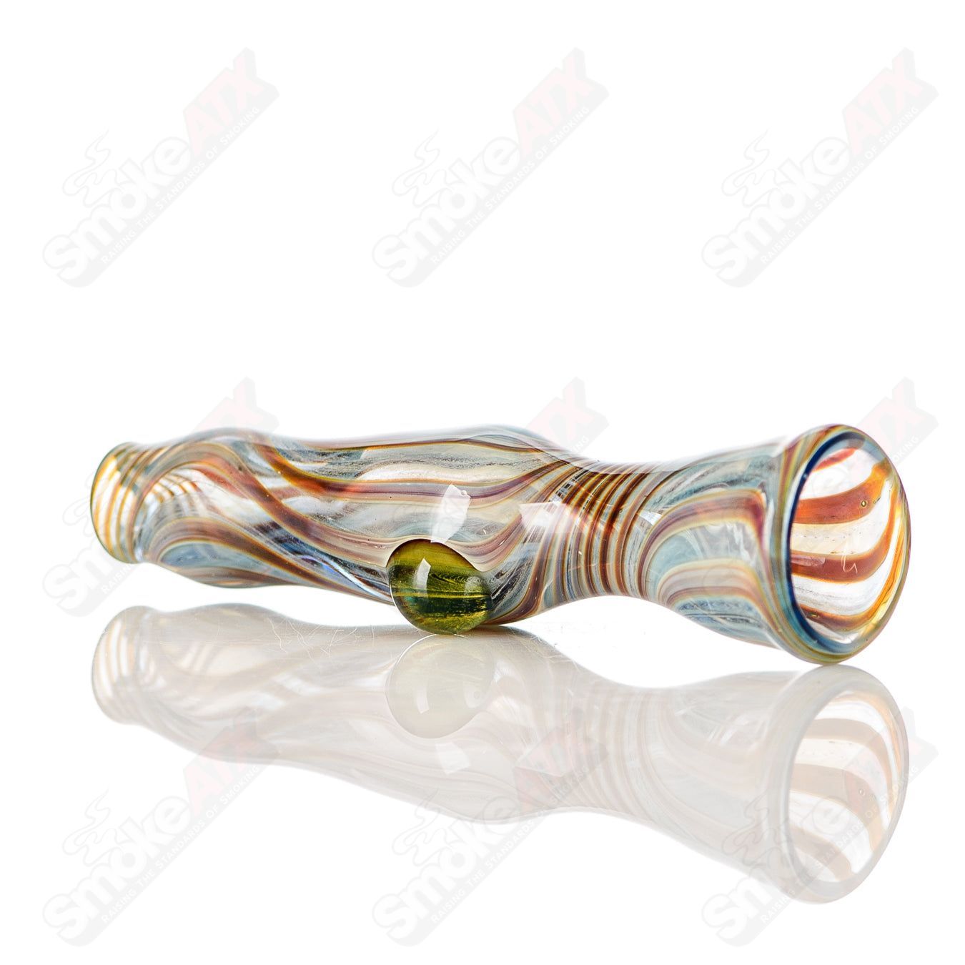Color Line Work Chillum w/ UV Dot Indo Glass - Smoke ATX