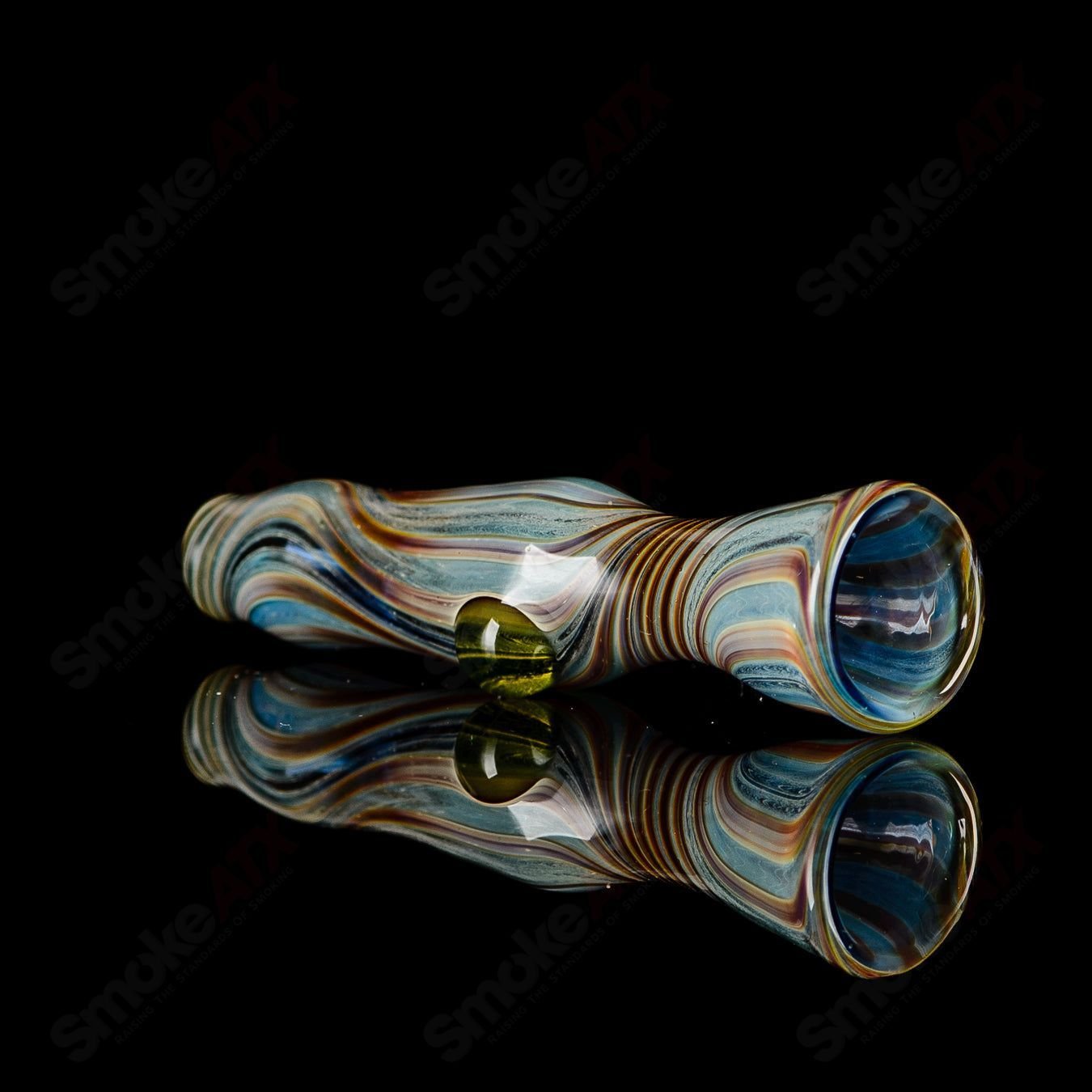 Color Line Work Chillum w/ UV Dot Indo Glass - Smoke ATX