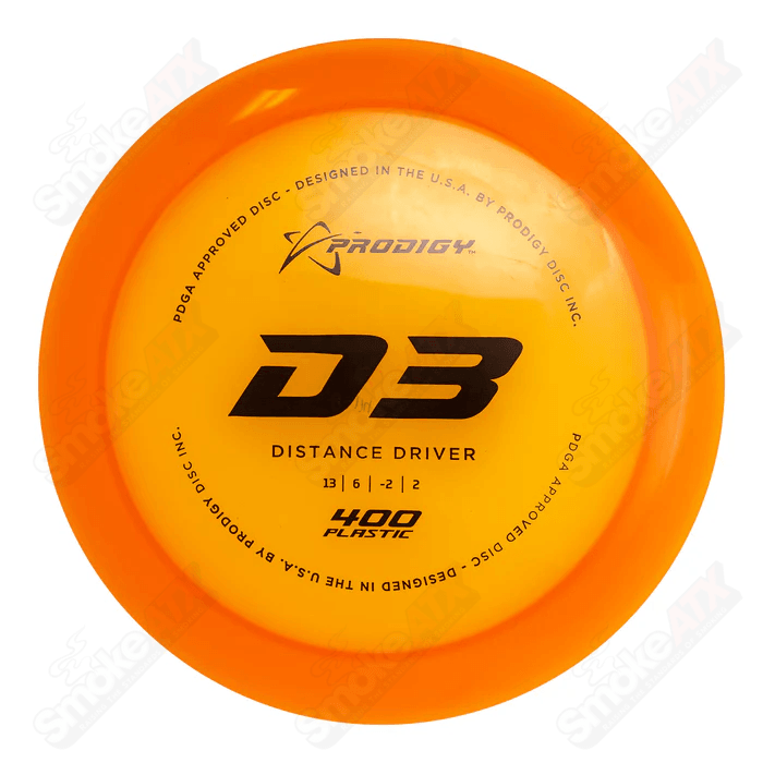 170-174g Orange D3 Distanc Driver Disc - 400 Plastic Prodigy Disc - Smoke ATX