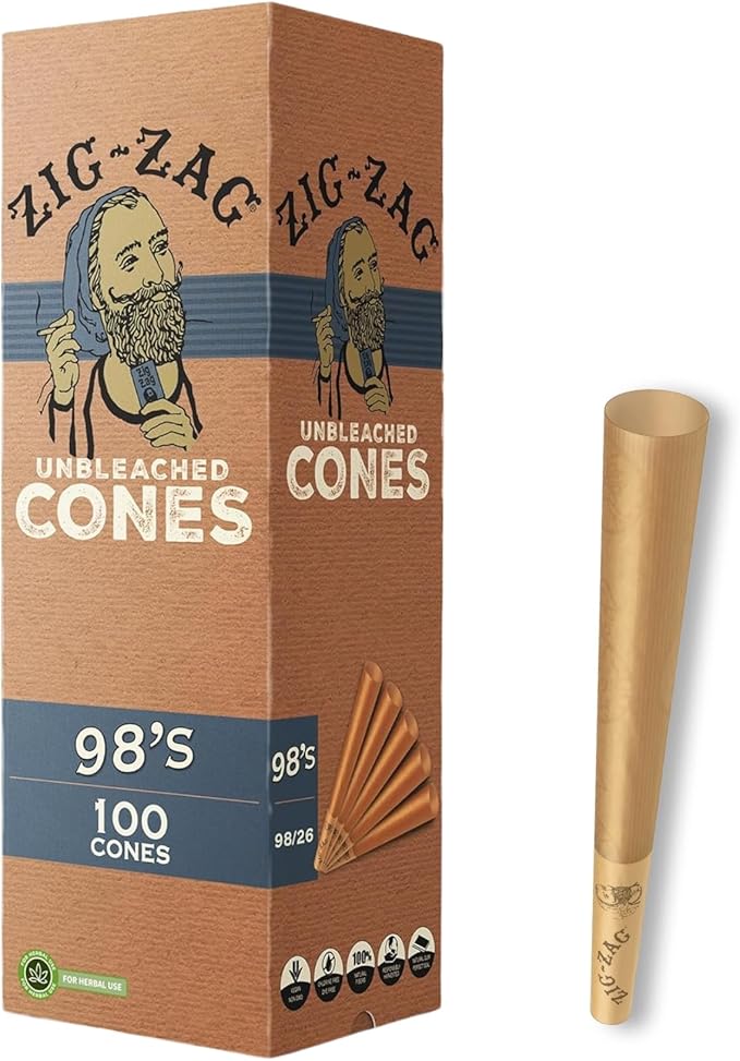 100pk 98mm Unbleached Cones Zig Zag