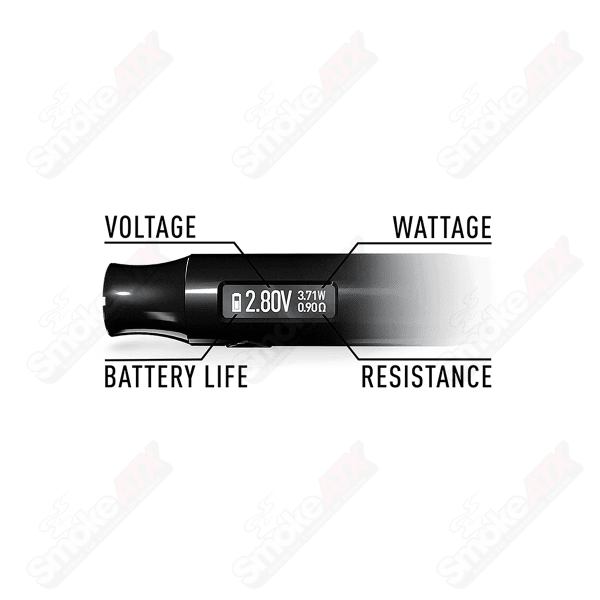 Black Vuber Pulse 510 Battery - Smoke ATX