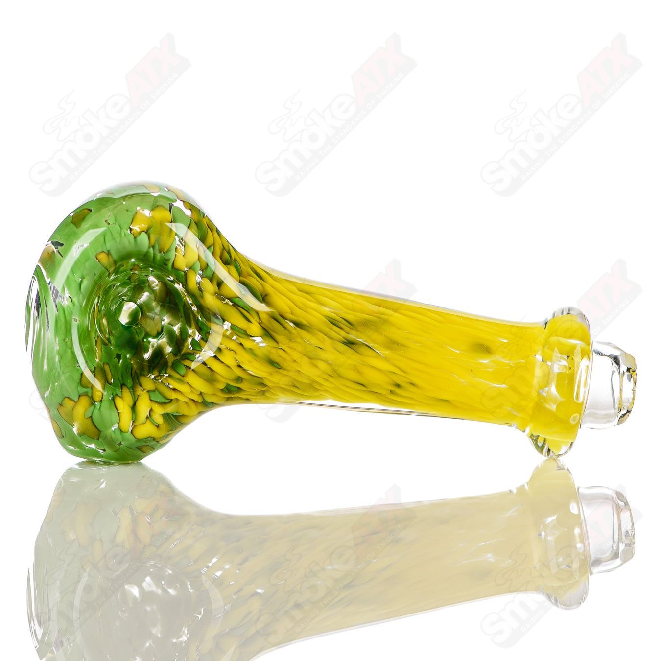 #2 Green/Yellow Worked Frit Spoon Signed - JMK Glass - Smoke ATX