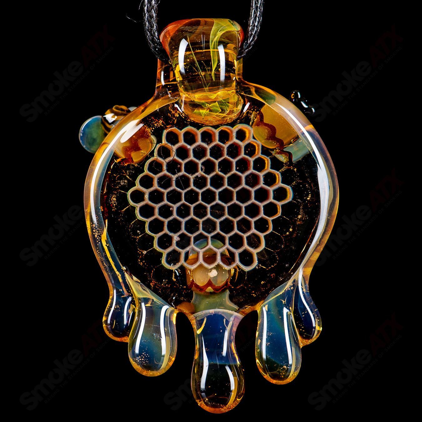 Large Honeycomb Drip Pendant by Joe P Glass - Smoke ATX
