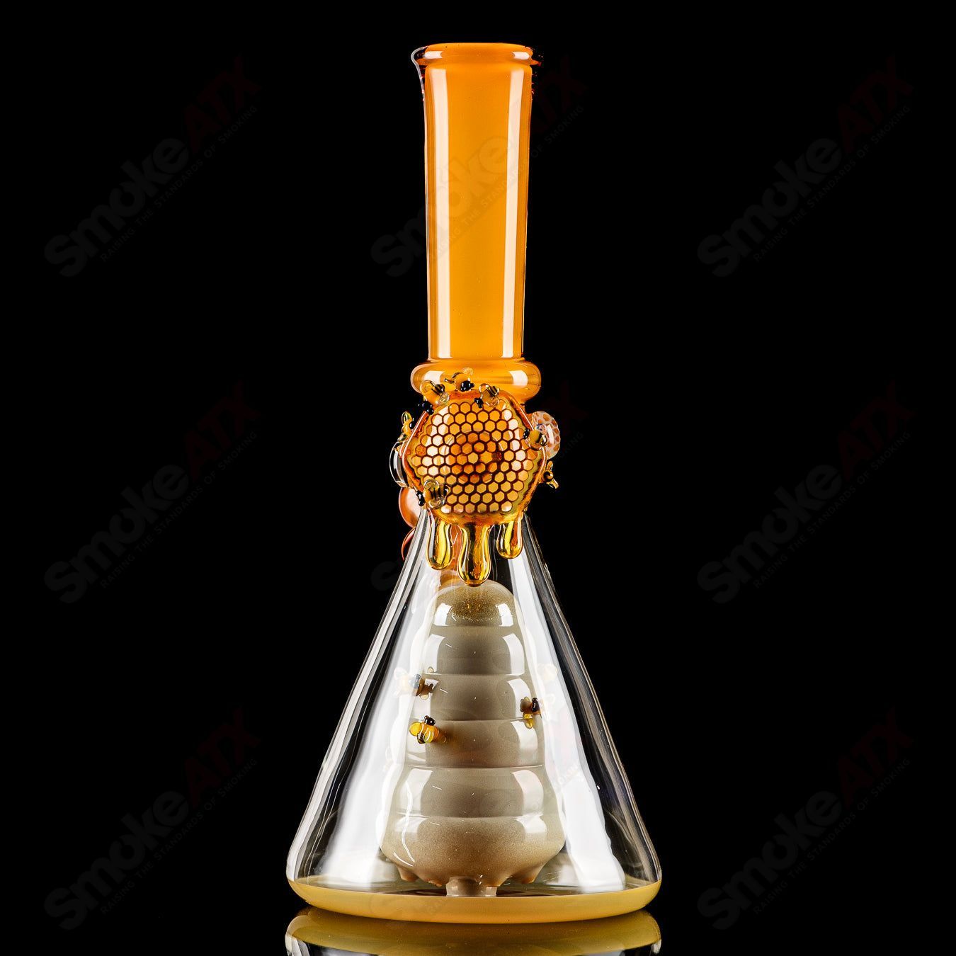 Worked Bee Hive Beaker By Joe P Glass - Smoke ATX