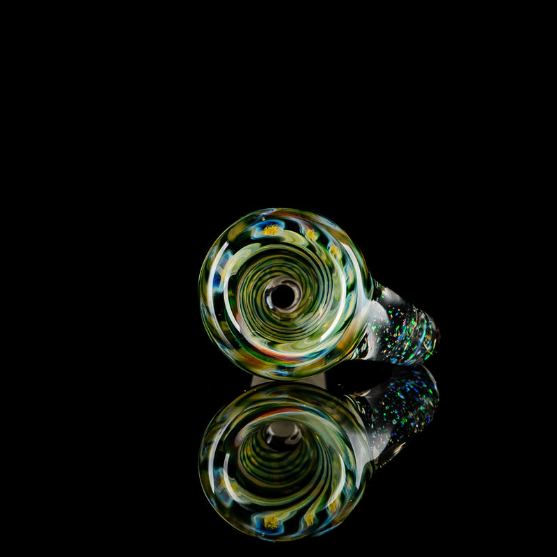 14mm Green Layered Linework Martini Slide w Opal Horn Indo Glass - Smoke ATX