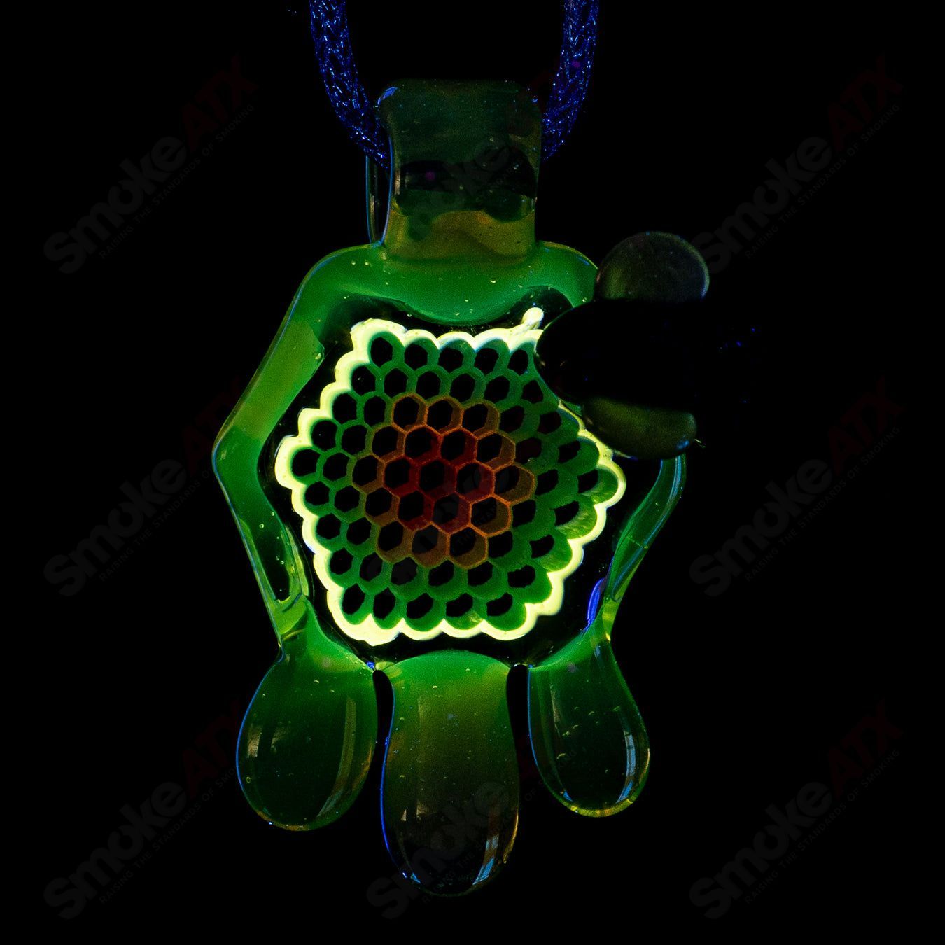 #1 Small Color Honeycomb Drip Pendant by Joe P Glass - Smoke ATX