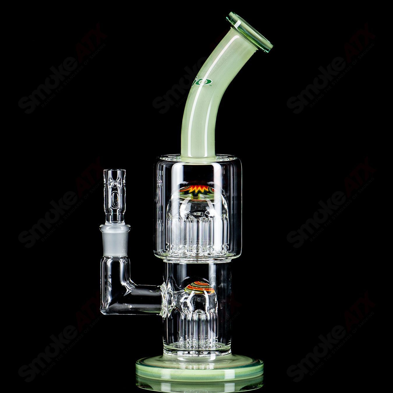 Double Micro 7/13 Arm Perc with color sections by Toro Glass - Smoke ATX