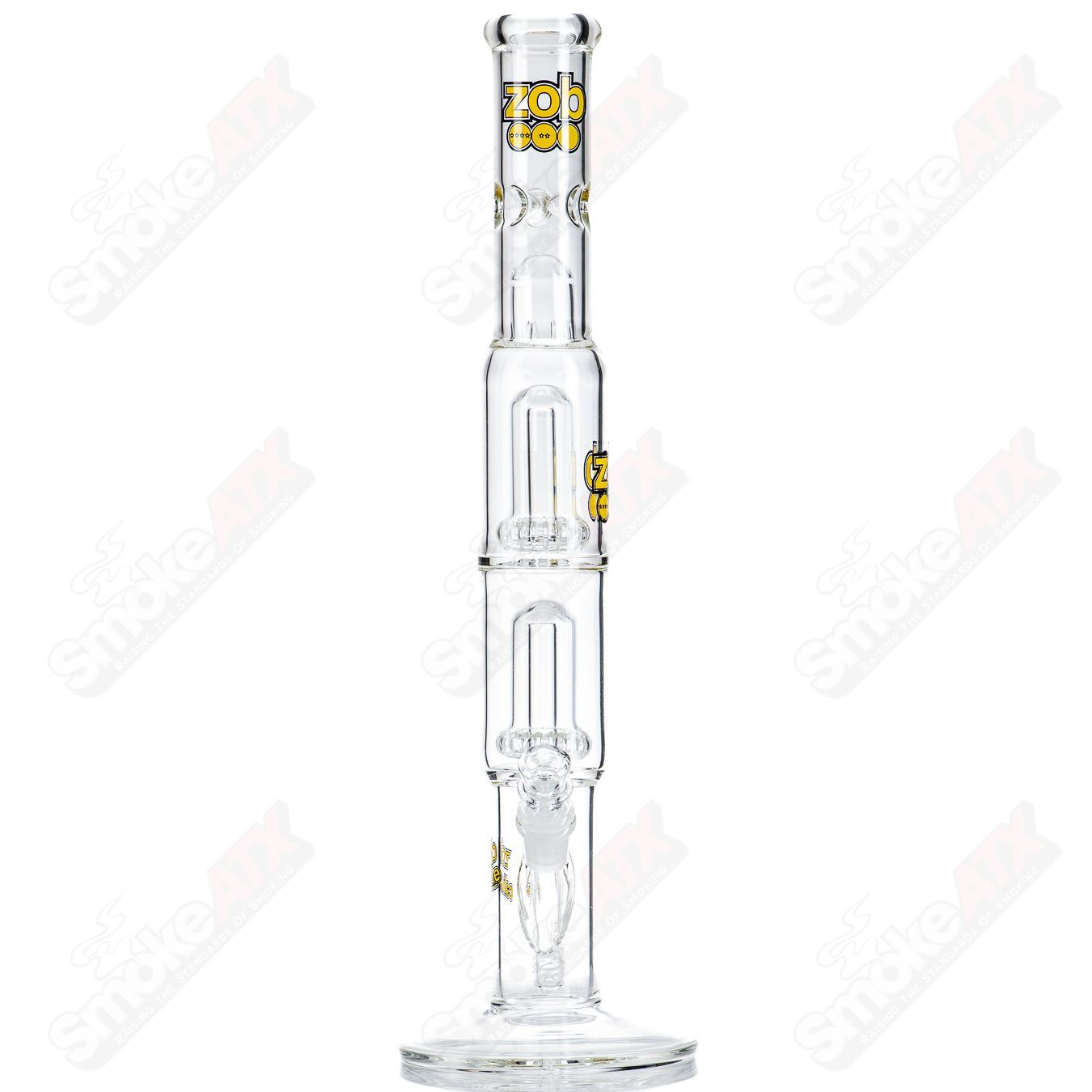 Double UFO Perc Straight W/ Splash Guard (Yellow/Black) ZOB - Smoke ATX