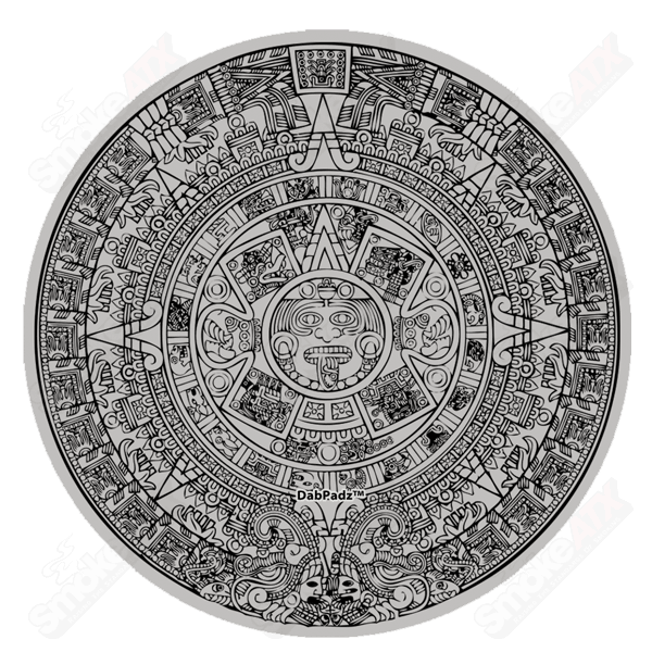 8in Mayan Calendar Fabric Dab Padz - Smoke ATX