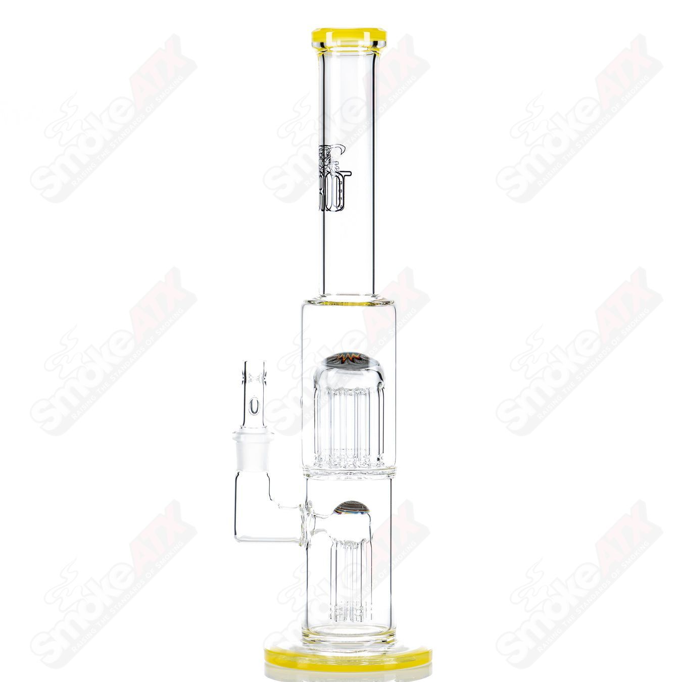 #3 18mm 7/13 Arm Perc w Worked Sections Toro Glass - Smoke ATX