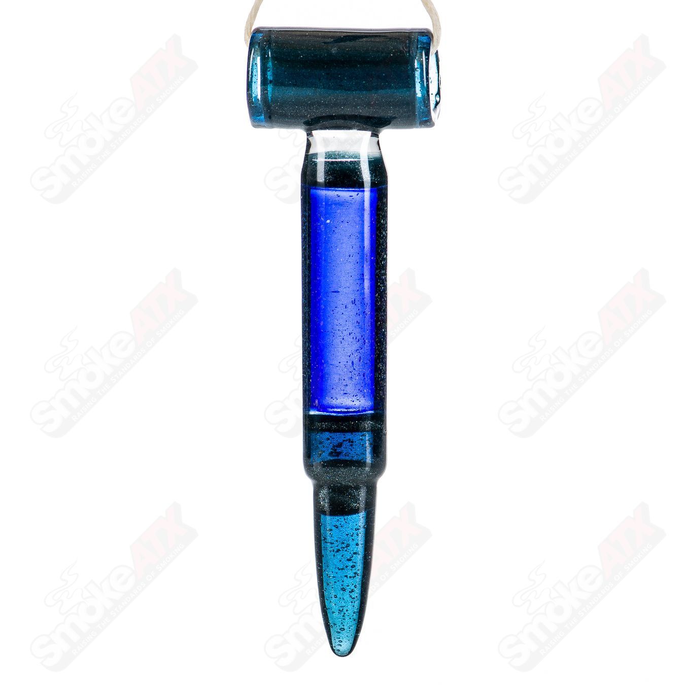 Bullet Pendant in Teal/Cobalt (Signed RMG 2015) by Robert Mickelsen Glass (RAM) - Smoke ATX