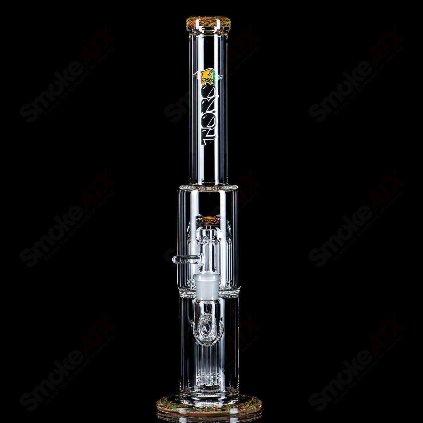 #2 18mm 7/13 Arm Perc w Worked Sections Toro Glass - Smoke ATX
