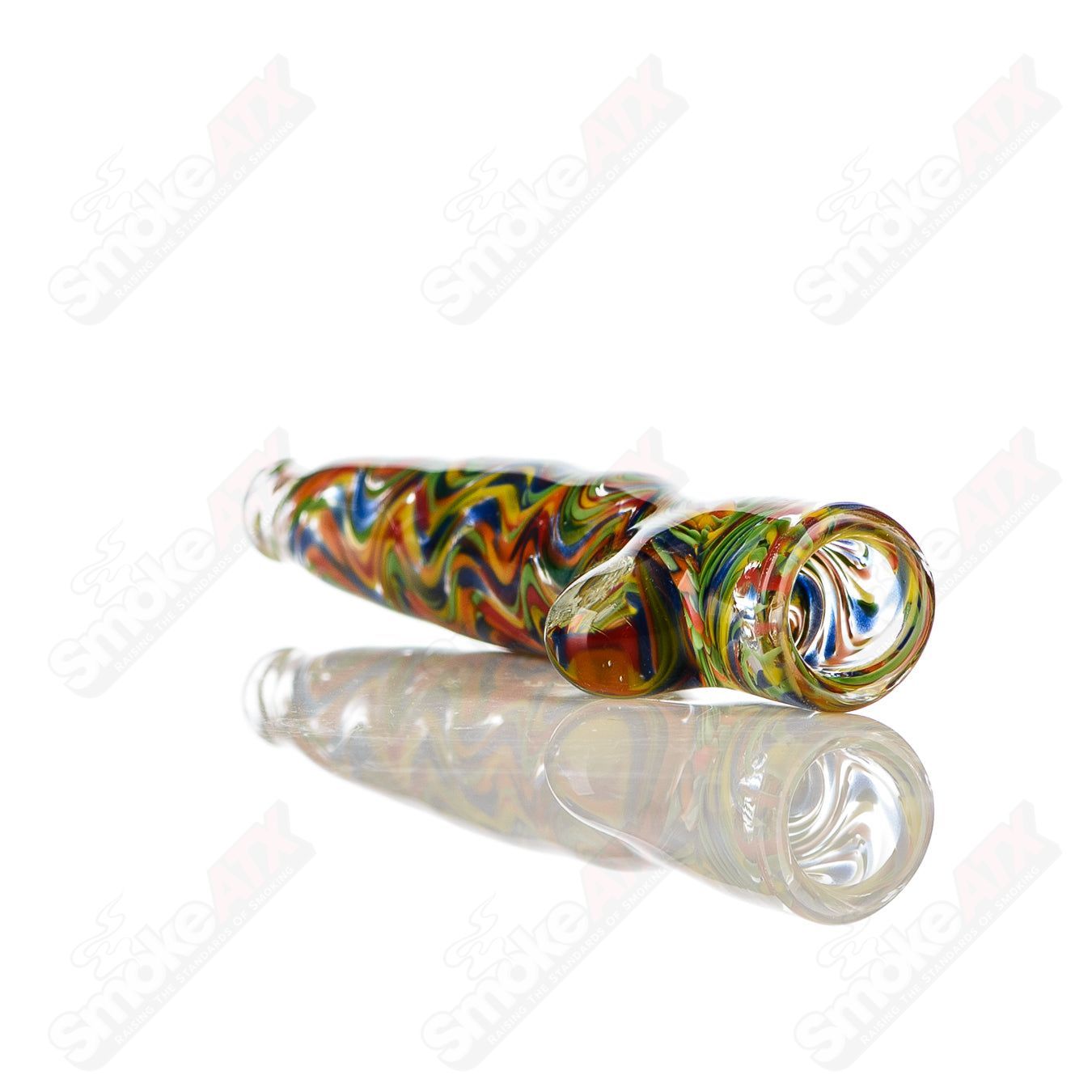 Rainbow Confetti Wave Chillum w/ Clear Dot Signed - JMK Glass - Smoke ATX