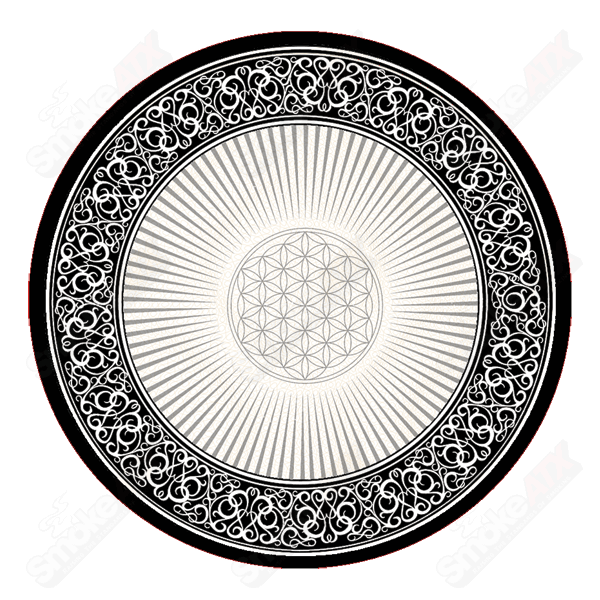 8in Flower of Life Black and White Fabric Dab Padz - Smoke ATX