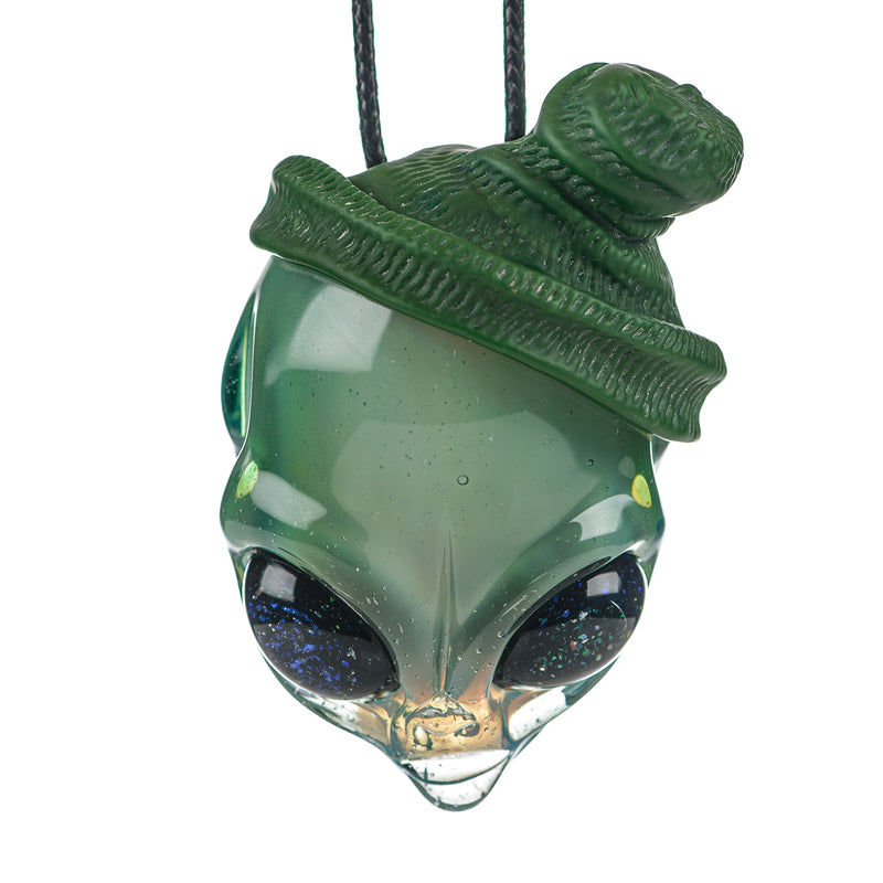 #3 Alien Pendant w Beanie Ghost Glass