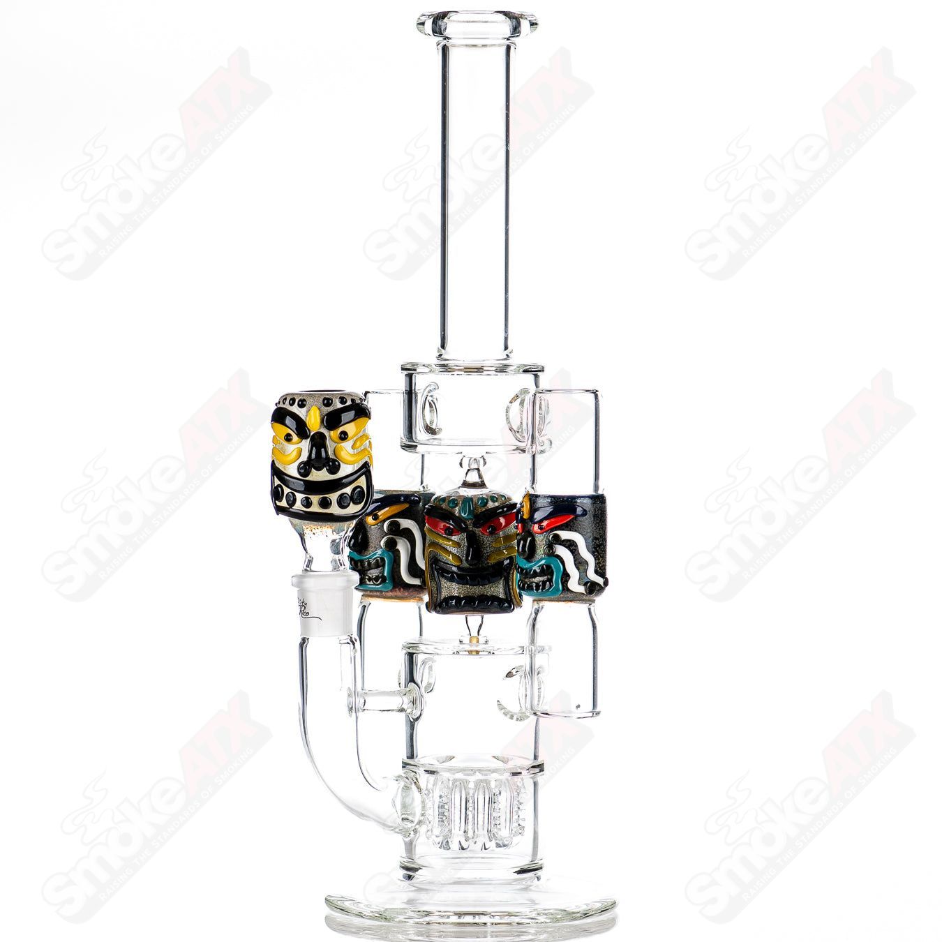Spinning Tiki Head Scientific Tube by Carsten Carlile & Dirty Rico Glass - Smoke ATX