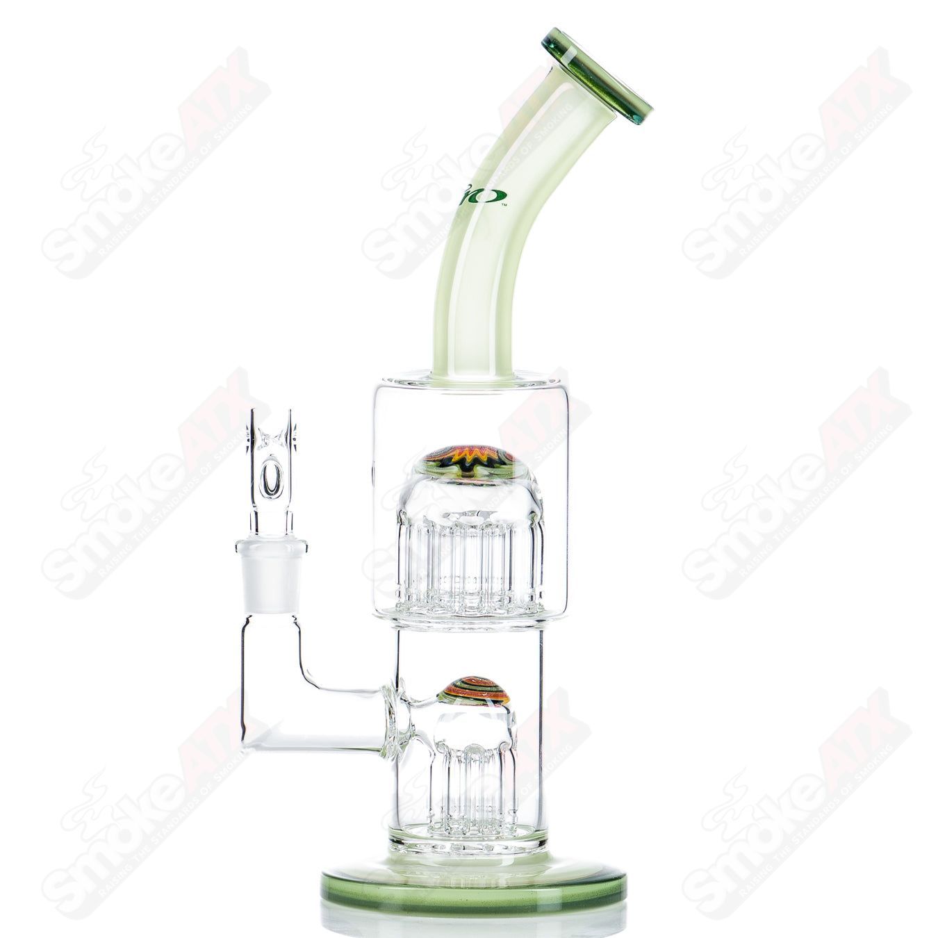 Double Micro 7/13 Arm Perc with color sections by Toro Glass - Smoke ATX