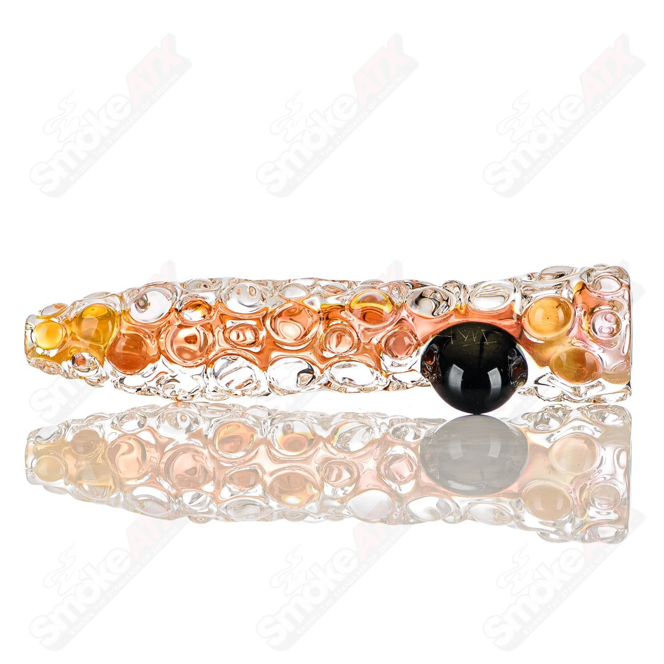 Fumed Hobnail Chillum w/ Black Dot Signed - JMK Glass - Smoke ATX