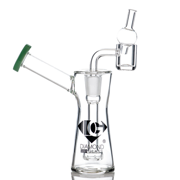 5" Jade Accent Showerhead Sidecar Hourglass Rig Diamond Glass - Smoke ATX