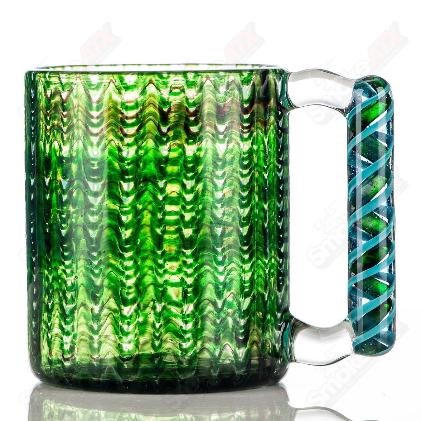 Green Wrap N Rake Glass Log Mug by Log Glass - Smoke ATX