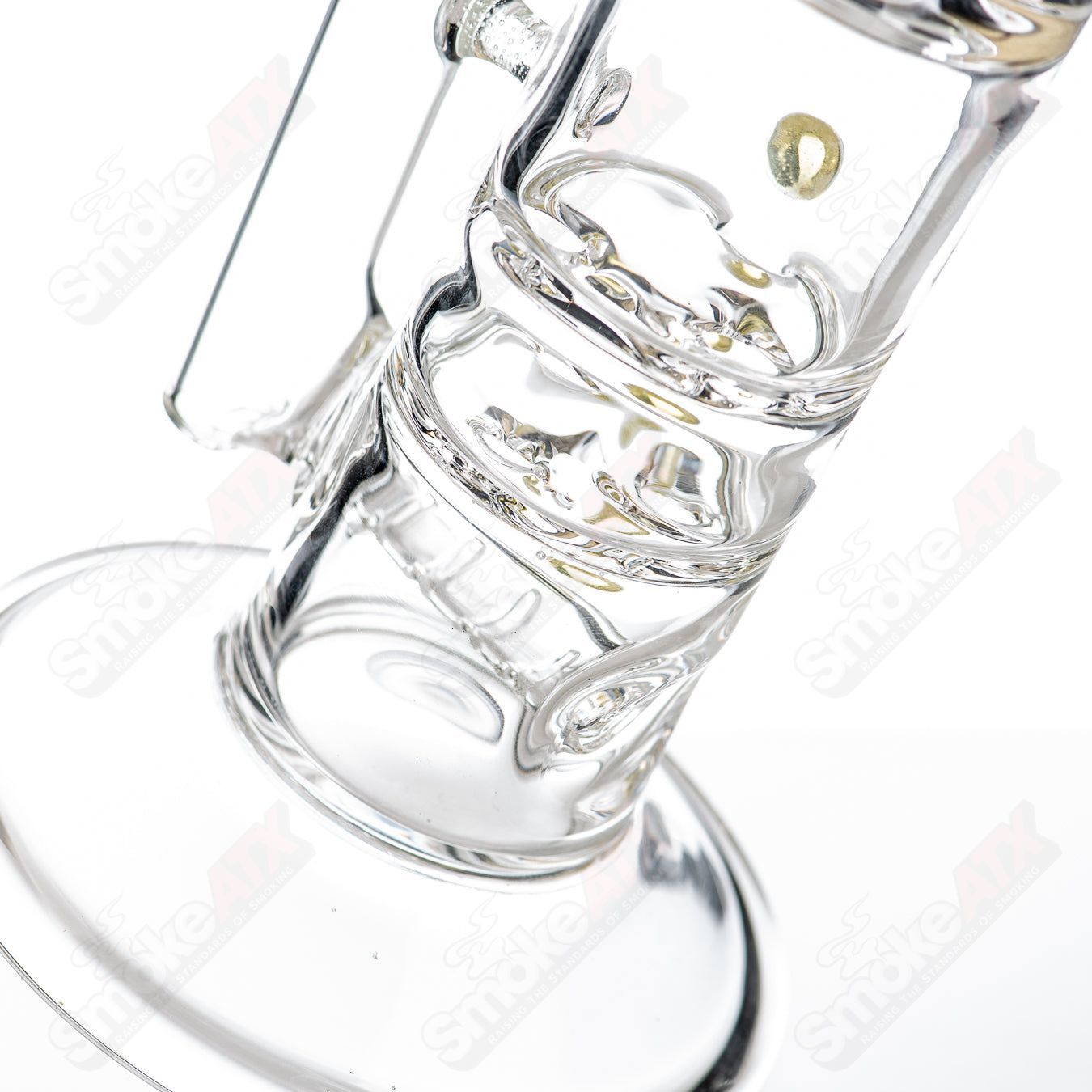 14" 50mm Yellow Color Dot Stem/Double Multi-Hole Perc Tube AMGC - Smoke ATX