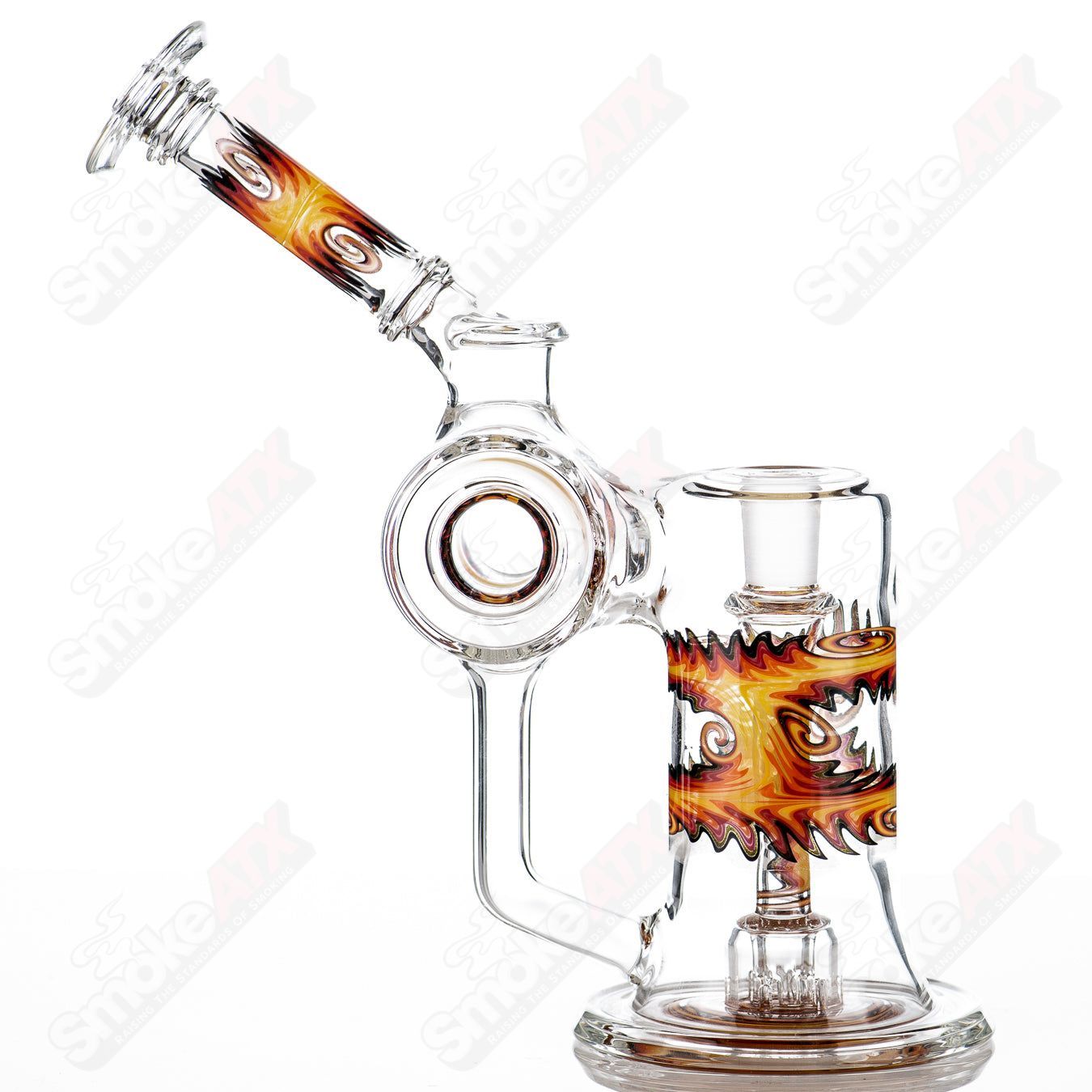 Fire Wig Wag Dumper Recycler w Matching Spinner Cap by The Glass Carpenter - Smoke ATX