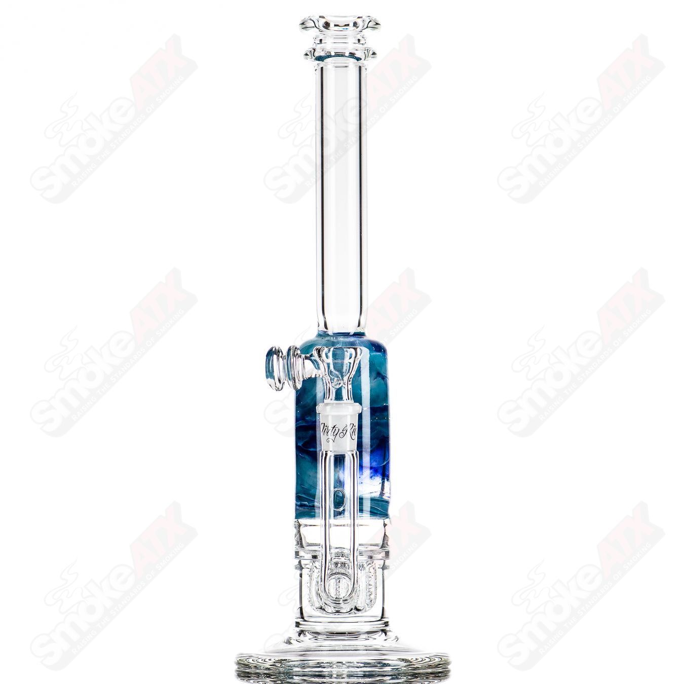 13" Blue/Light Blue Fade Apolocoline Straight Tube w/14m Bowl by Dirty Rico Glass x Nobody Glass