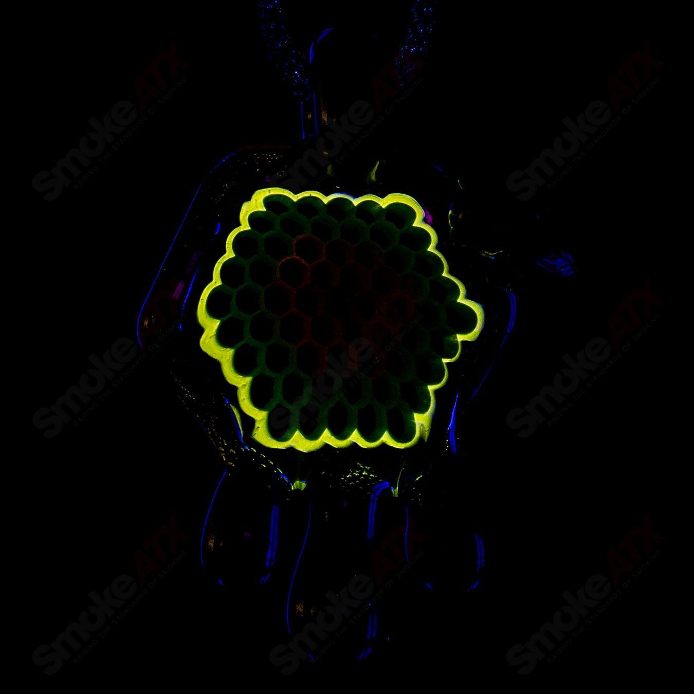 #2 Small Color Honeycomb Drip Pendant by Joe P Glass - Smoke ATX