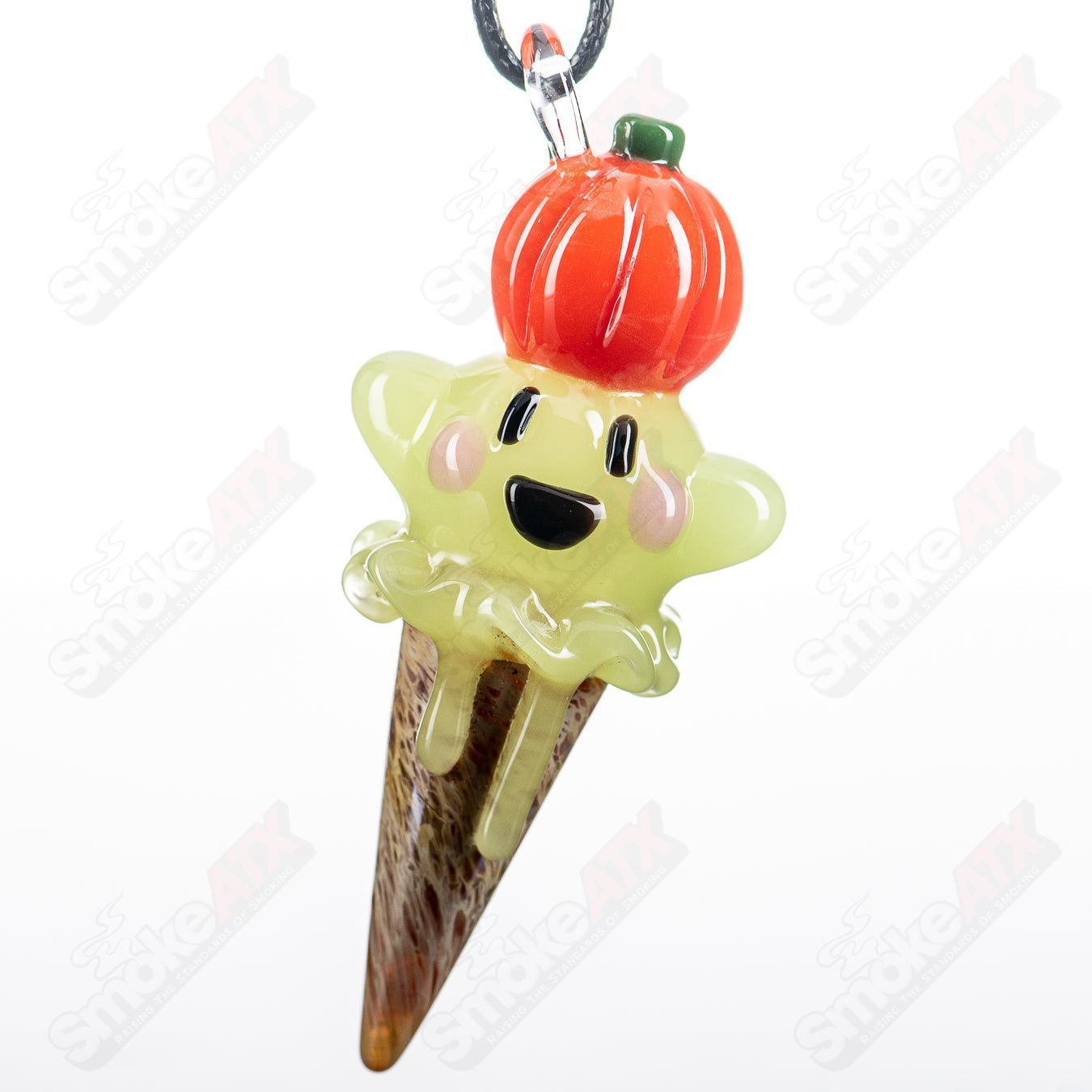 Green Ghost Ice Cream Pendant Sweetshop Glass by Renee Patula - Smoke ATX