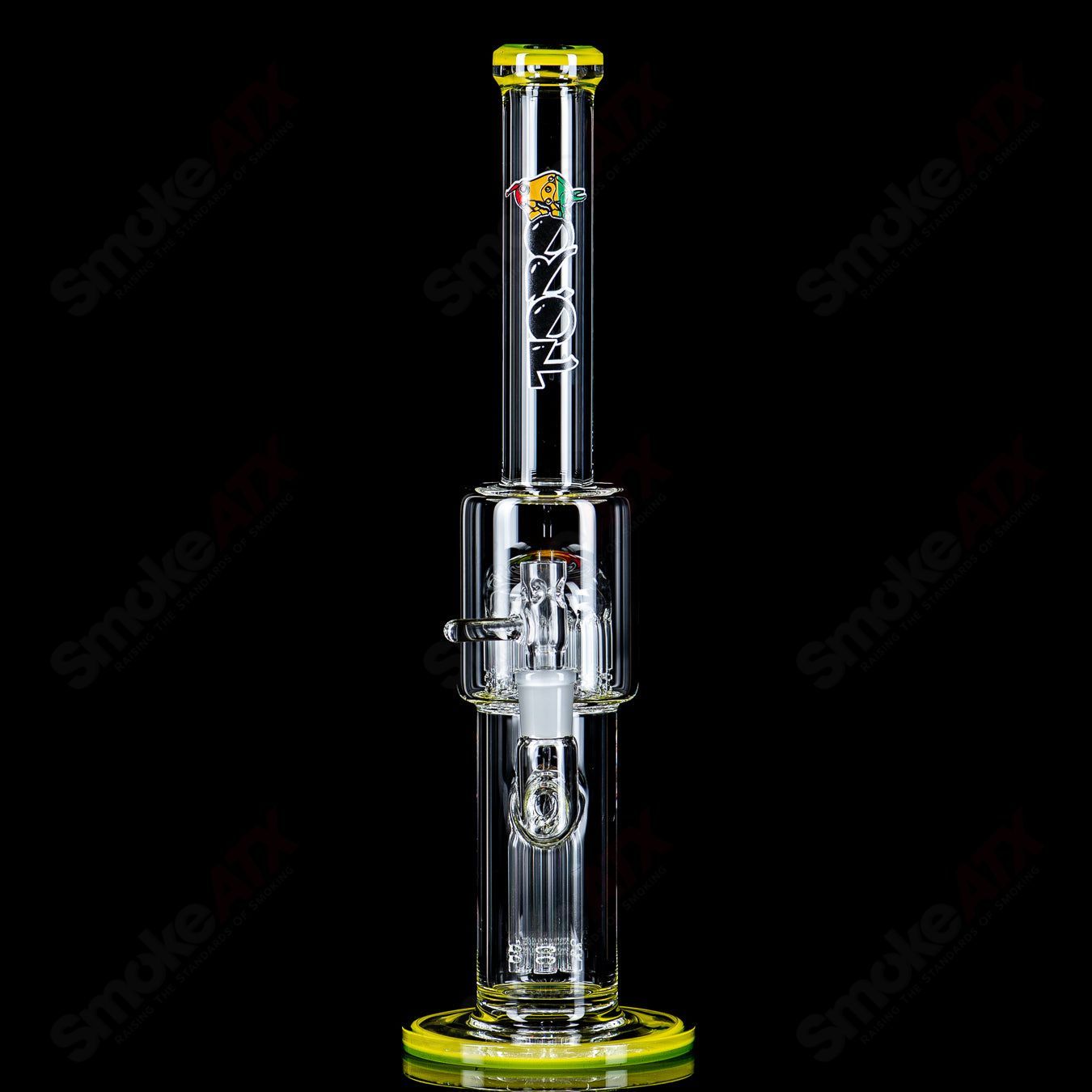 #1 14mm Mini 7/13 Arm Perc with Reversal Sections by Toro Glass - Smoke ATX