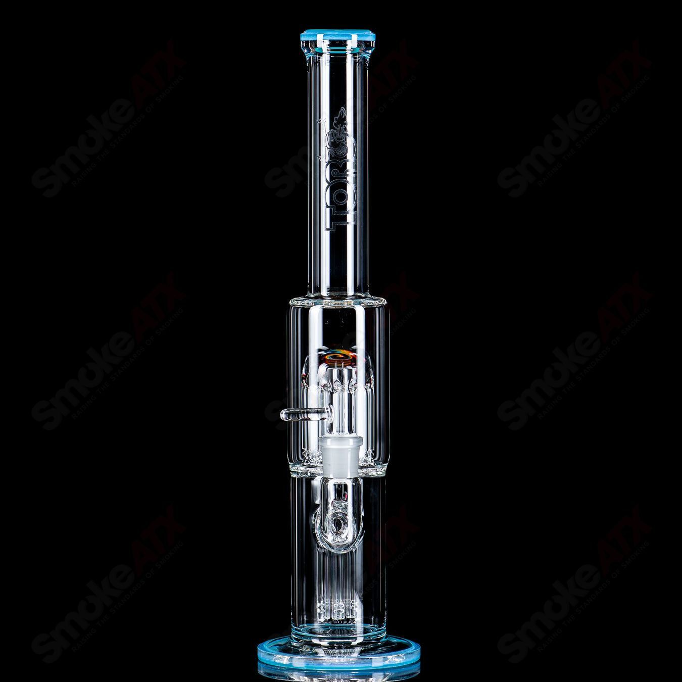 #1 18mm 7/13 Arm Perc w Worked Sections Toro Glass - Smoke ATX