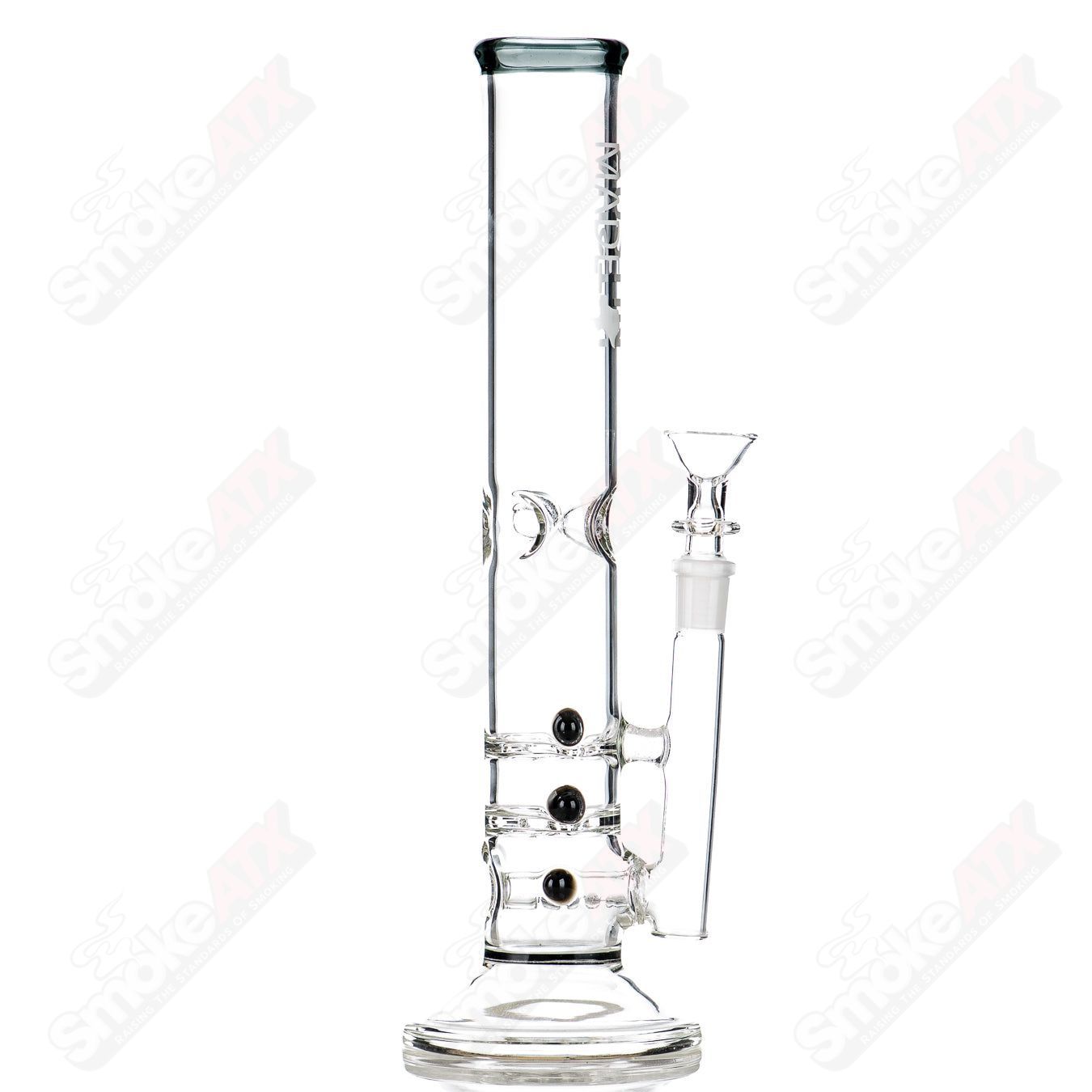 12.5" 44mm Color Accent Stemline/Double Muli-Hole Perc (Black) AMGC - Smoke ATX