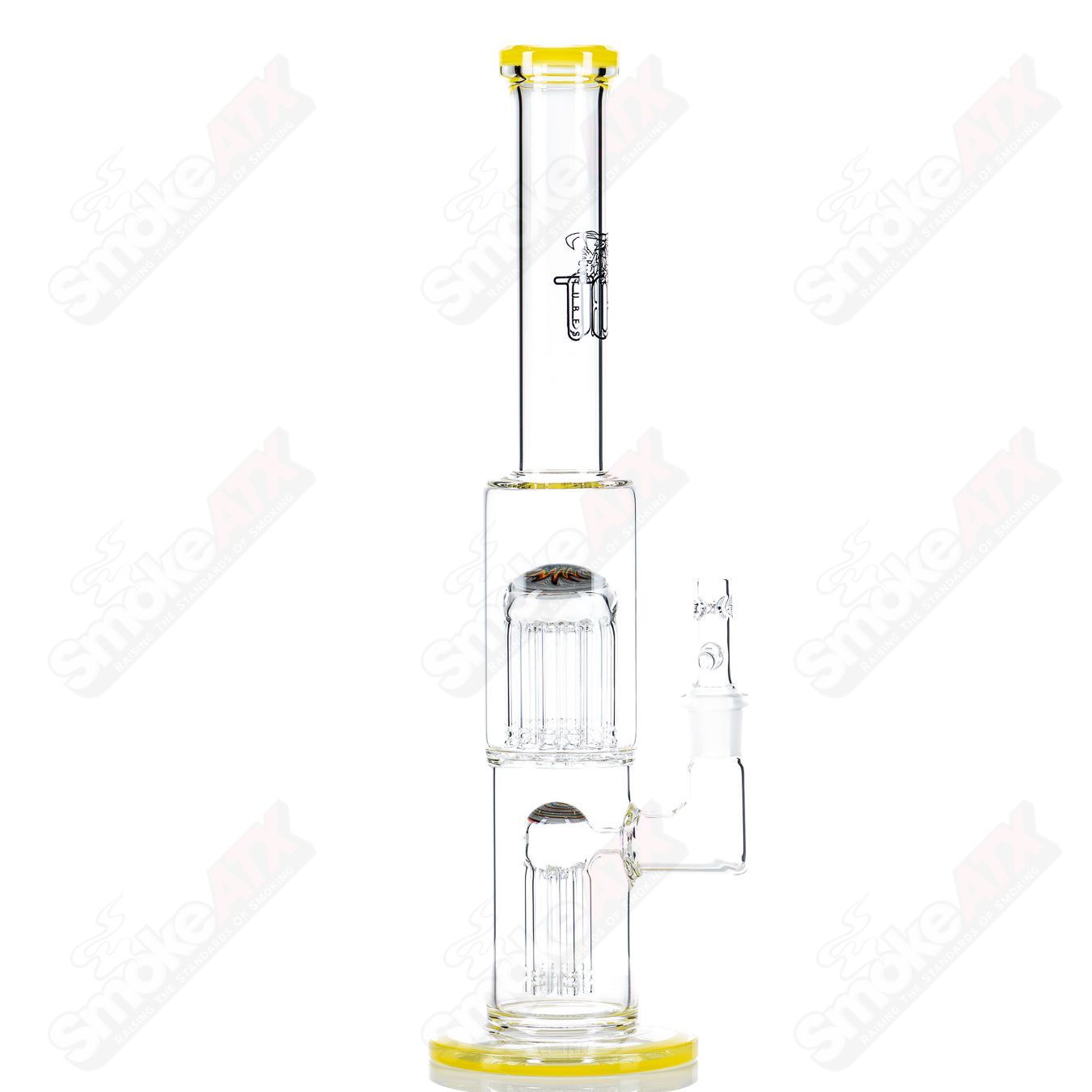 #3 18mm 7/13 Arm Perc w Worked Sections Toro Glass - Smoke ATX