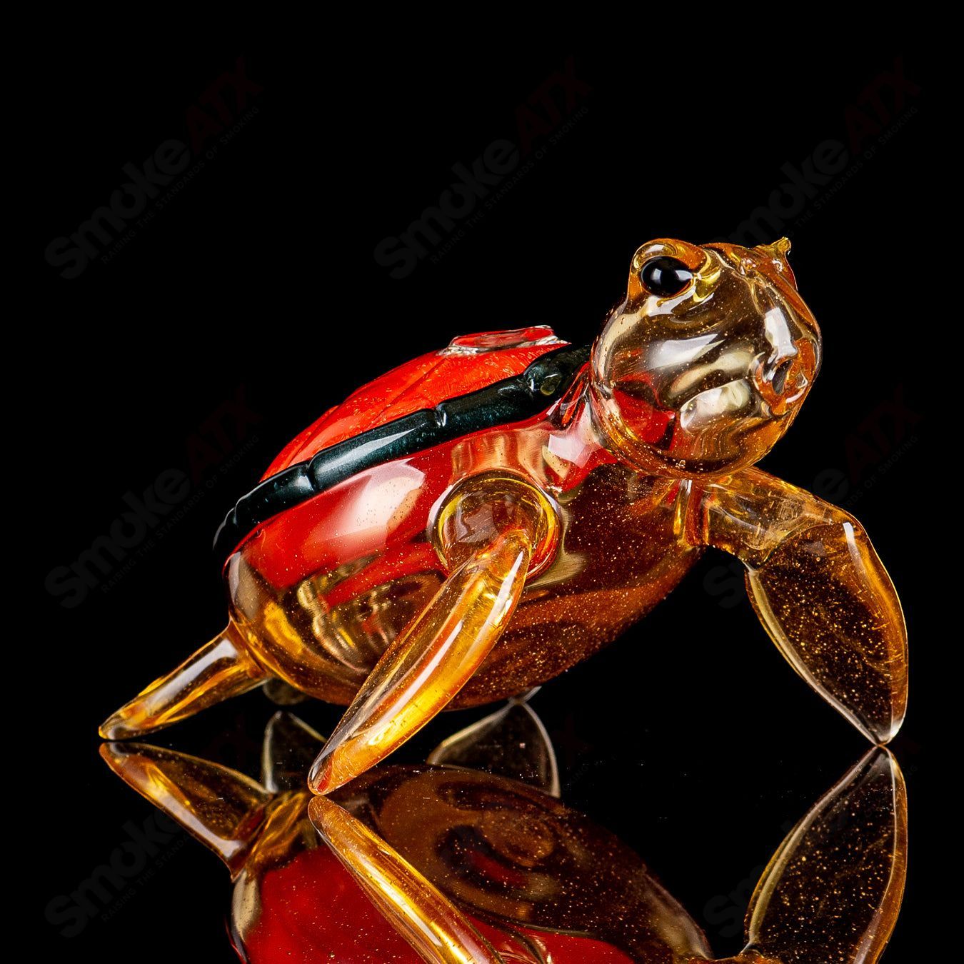 Orange Dichro Honu Sea Turle Rig Turtle Time Glass - Smoke ATX