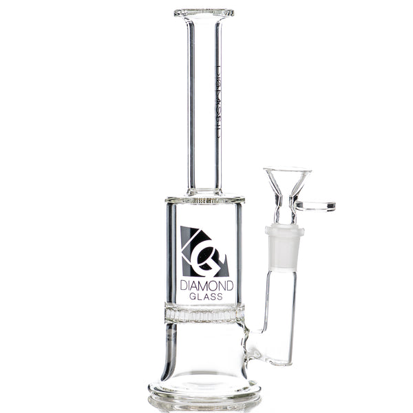 8" Black DG Logo Honeycomb Rig Diamond Glass - Smoke ATX