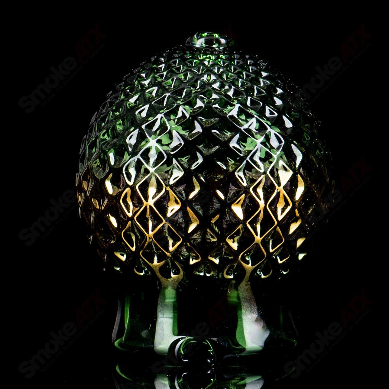 Sphere Emerald Green w/Gold Diamond Tech Dry Puffco Top - Smoke ATX