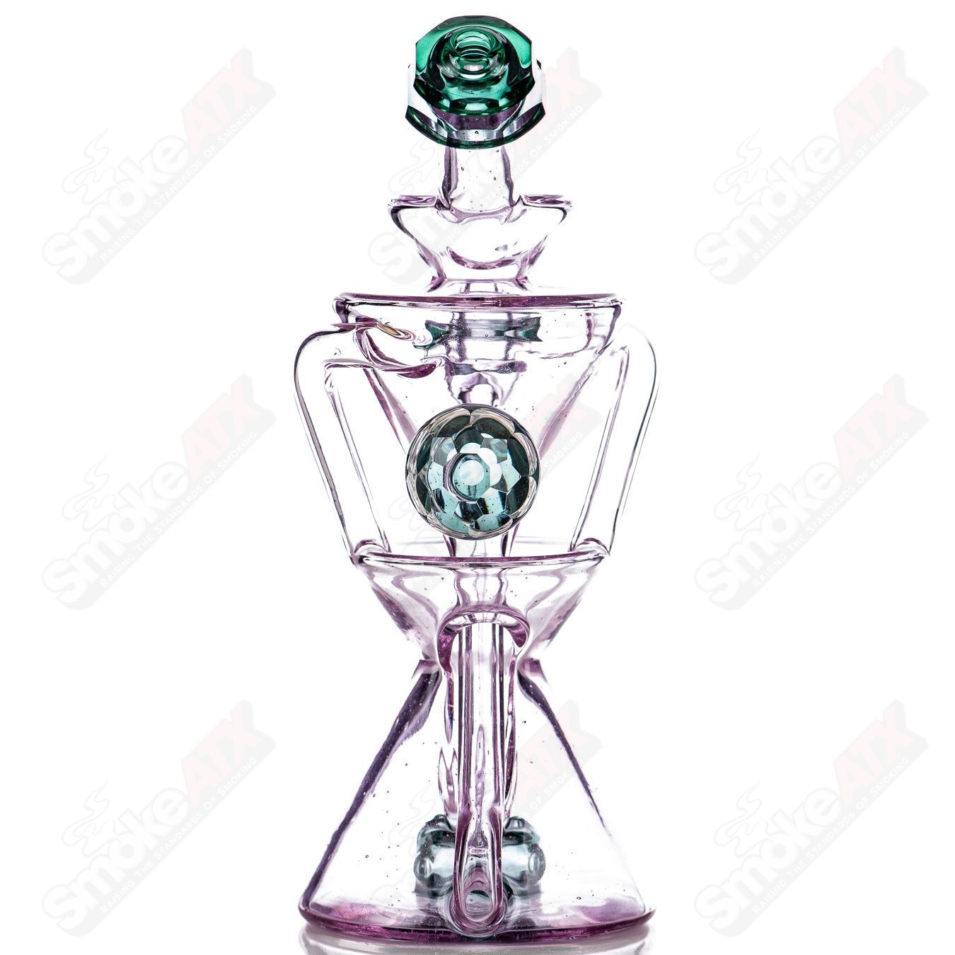 #3 Faceted Two & Through Full-Size Recycler w/ Opal by Captn Chronic - Smoke ATX