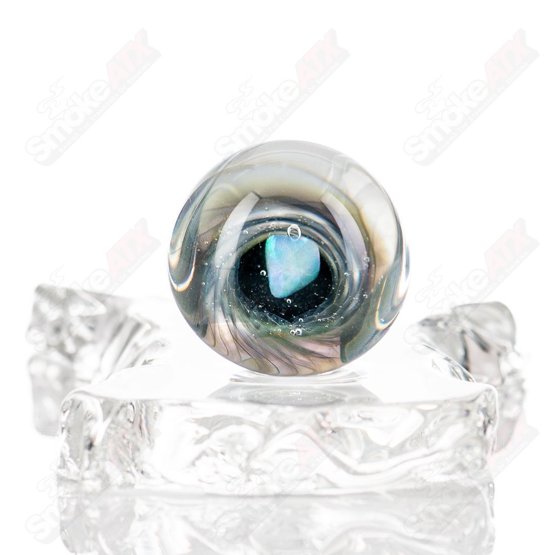 Opal eye cone top glass from Indo Glass, a stylish Indo Glass 710 product with a clear glass body and decorative opal eye design.