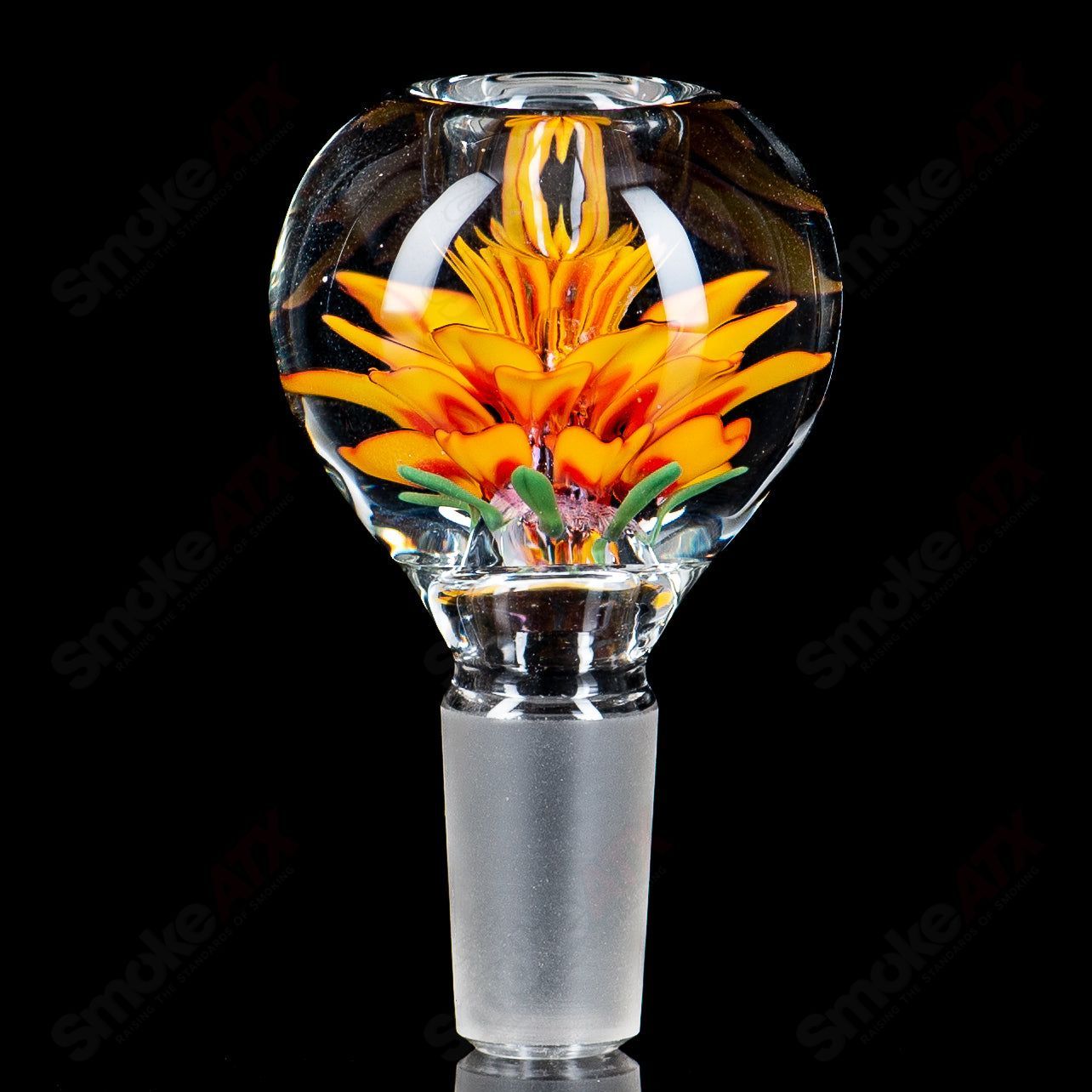 #4 14mm Flower Marble Bowl by Swan Glass - Smoke ATX